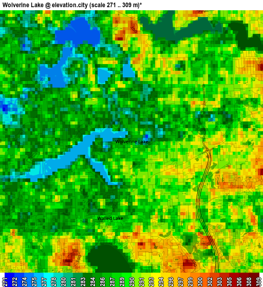 Wolverine Lake elevation map