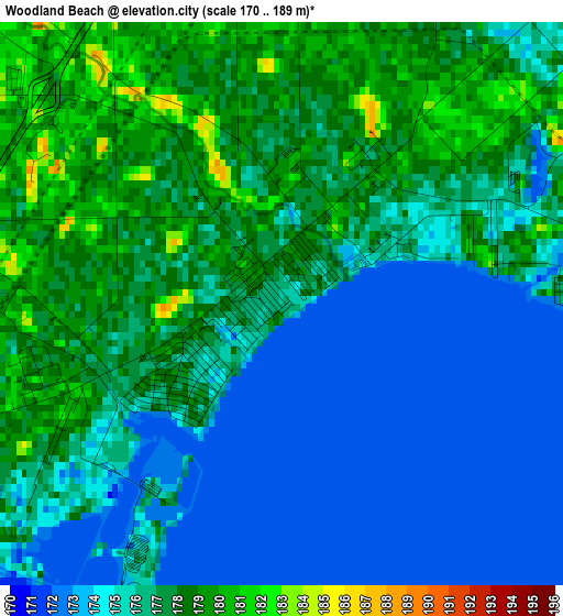 Woodland Beach elevation map