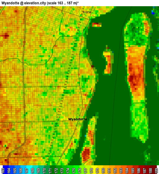 Wyandotte elevation map