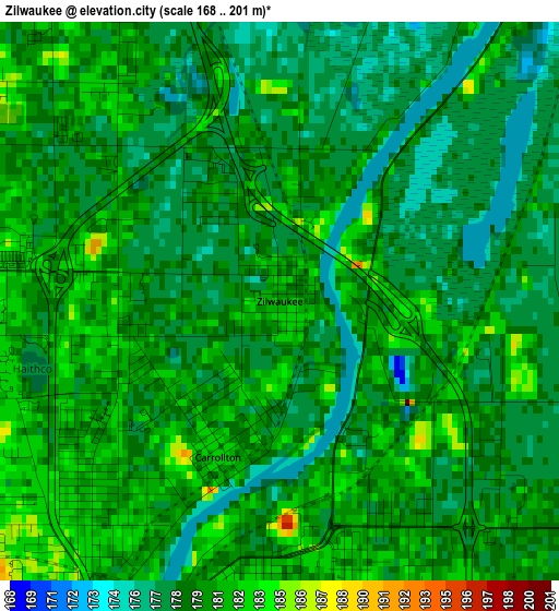 Zilwaukee elevation map