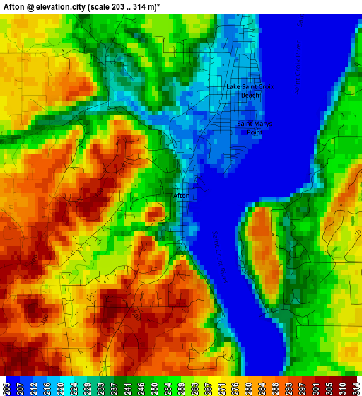 Afton elevation map