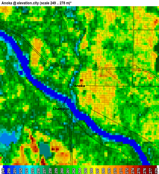 Anoka elevation map