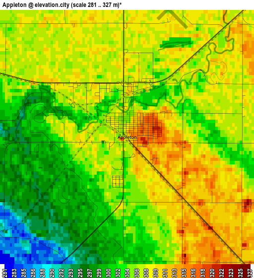 Appleton elevation map