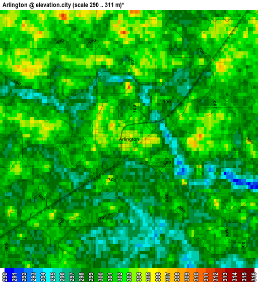 Arlington elevation map