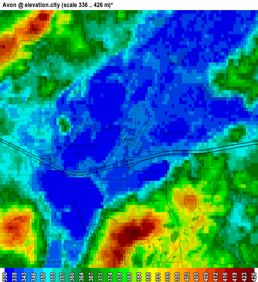 Avon elevation map