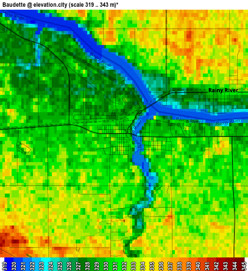 Baudette elevation map