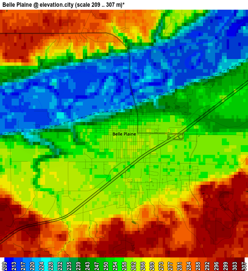 Belle Plaine elevation map