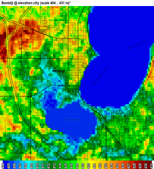 Bemidji elevation map