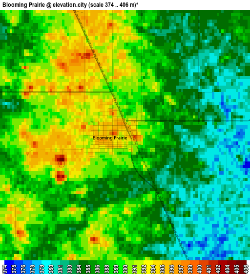 Blooming Prairie elevation map