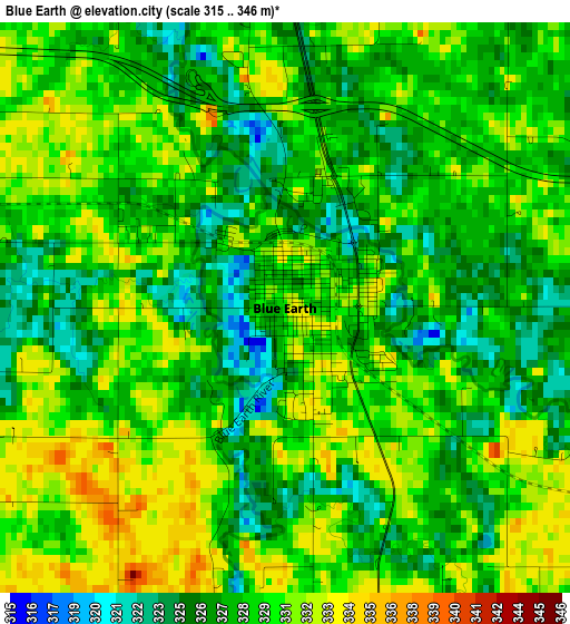 Blue Earth elevation map