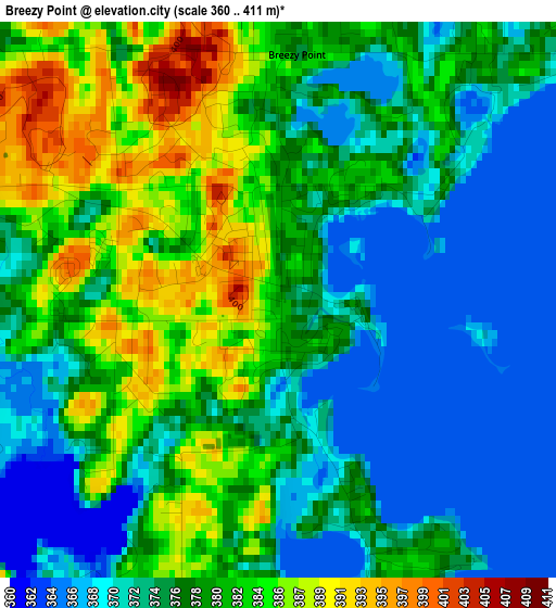 Breezy Point elevation map