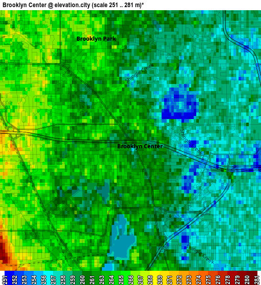 Brooklyn Center elevation map