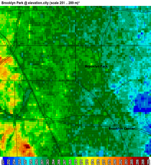 Brooklyn Park elevation map