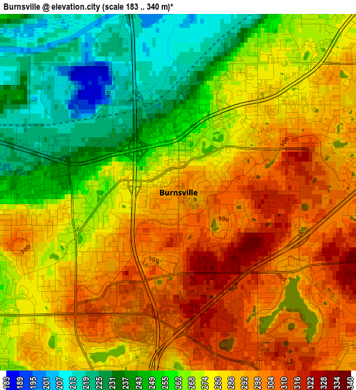 Burnsville elevation map