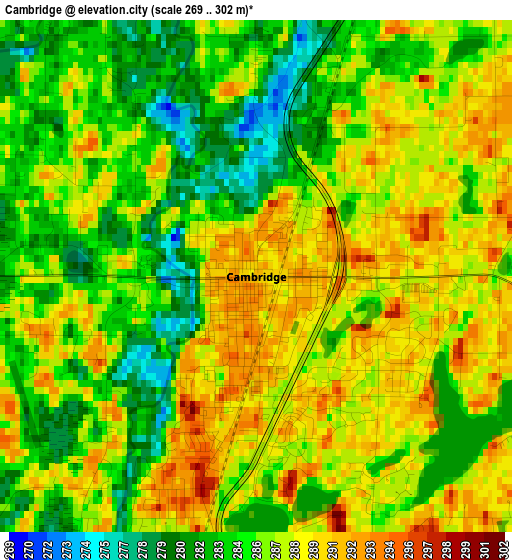 Cambridge elevation map