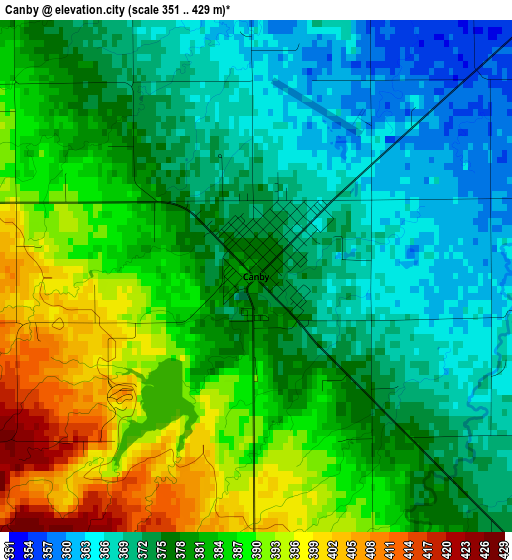 Canby elevation map