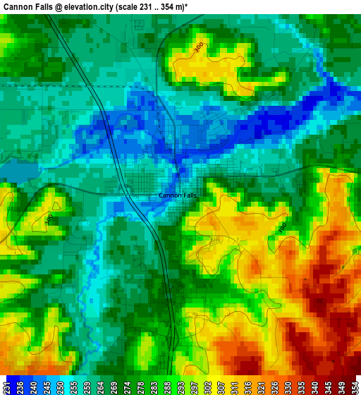 Cannon Falls elevation map