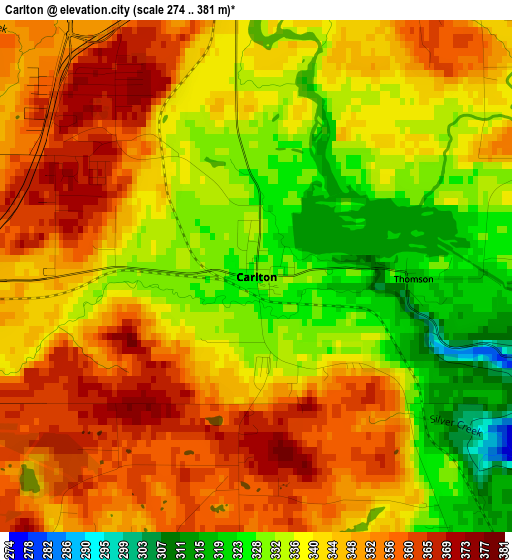 Carlton elevation map