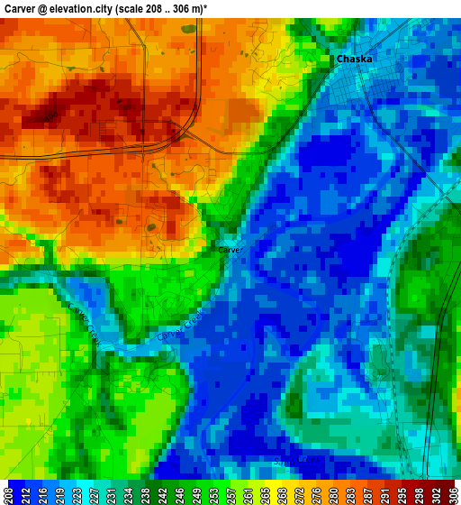 Carver elevation map