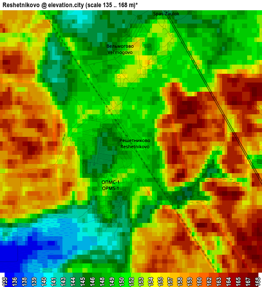 Reshetnikovo elevation map