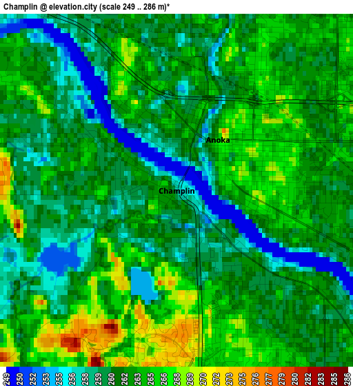 Champlin elevation map