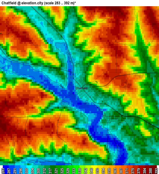 Chatfield elevation map