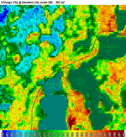 Chisago City elevation map