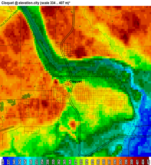 Cloquet elevation map