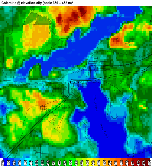 Coleraine elevation map