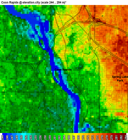 Coon Rapids elevation map