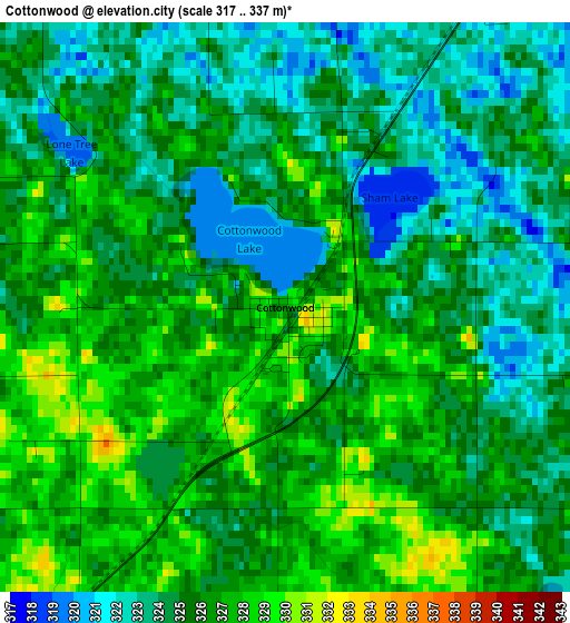 Cottonwood elevation map