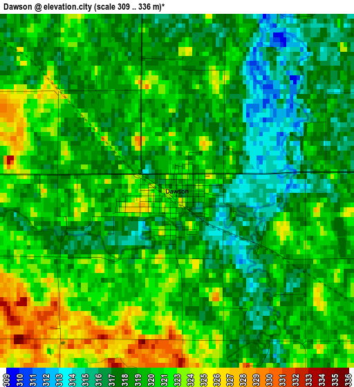 Dawson elevation map