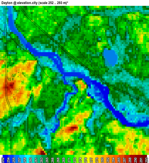 Dayton elevation map