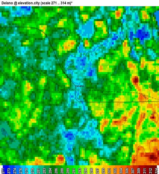 Delano elevation map