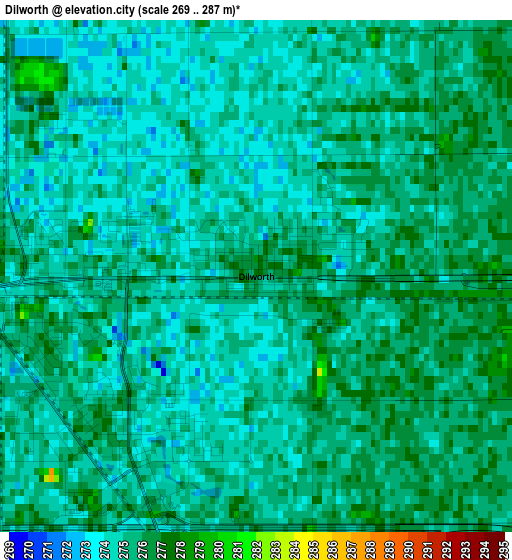 Dilworth elevation map