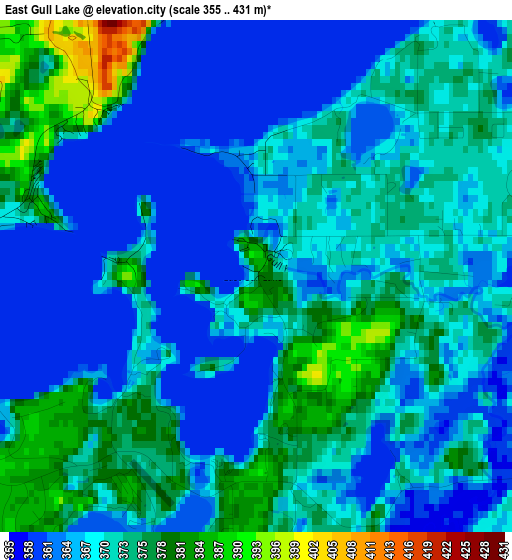 East Gull Lake elevation map