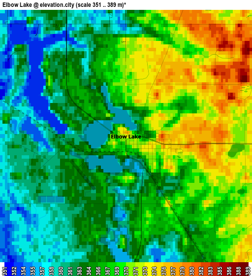 Elbow Lake elevation map