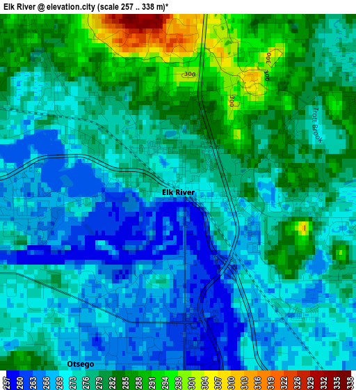 Elk River elevation map