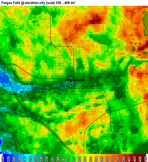 Fergus Falls elevation map