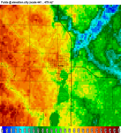 Fulda elevation map