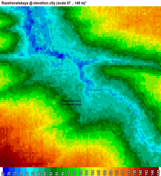 Rasshevatskaya elevation map