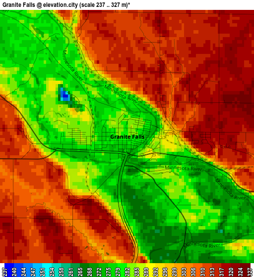 Granite Falls elevation map