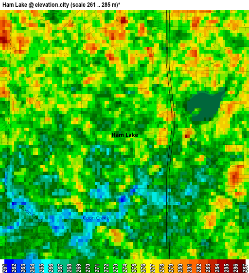 Ham Lake elevation map