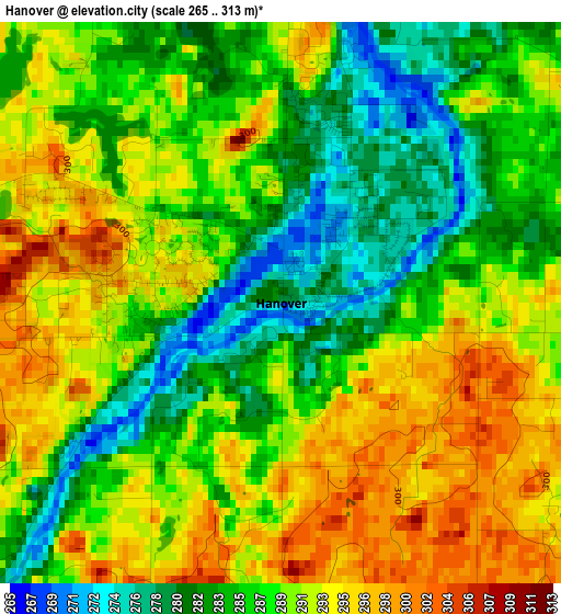 Hanover elevation map