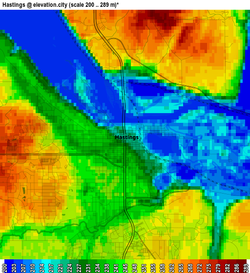 Hastings elevation map