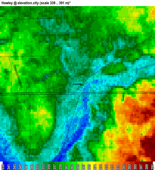 Hawley elevation map