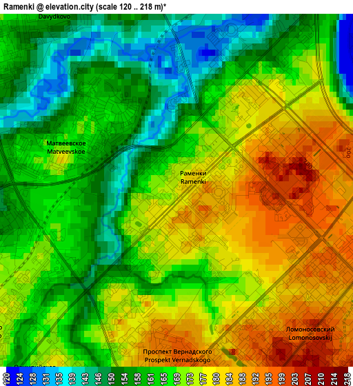 Ramenki elevation map