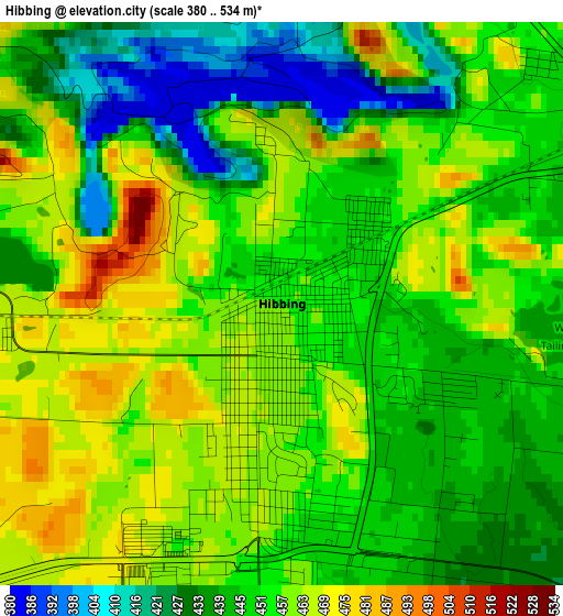 Hibbing elevation map