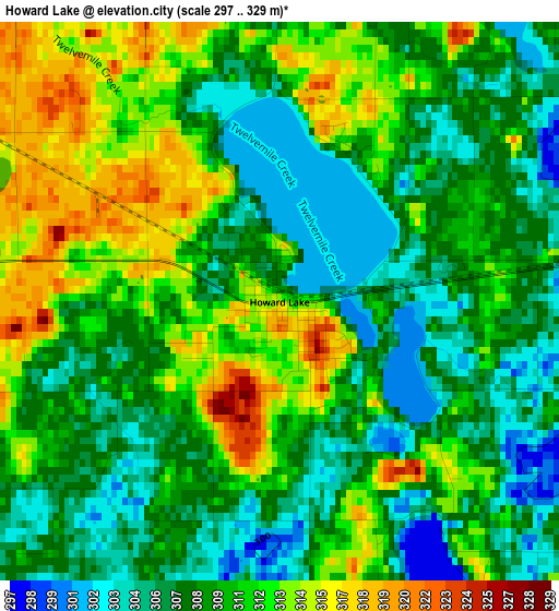 Howard Lake elevation map