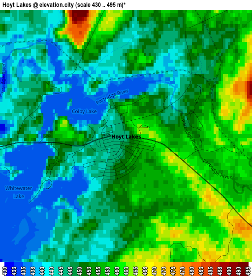 Hoyt Lakes elevation map